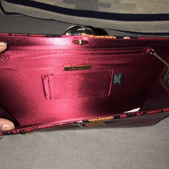 KATE LANDRY python bag oxblood snake print faux leather NWT - Picture 7 of 9